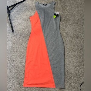 Project RUNWAY Asymmetrical Gray and Orange Dress